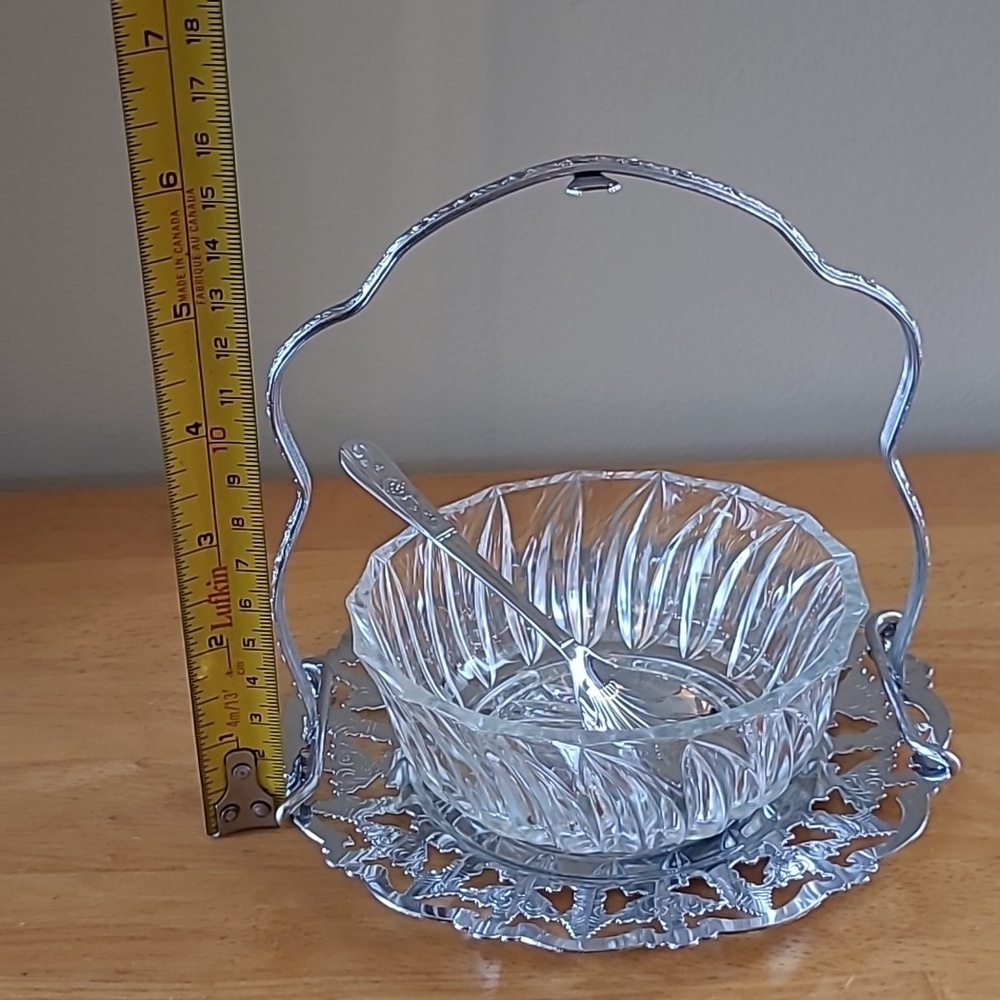 VINTAGE Condiment Caddy With Handled Stand Tray, Bowl And Spoon - Picture 14 of 16